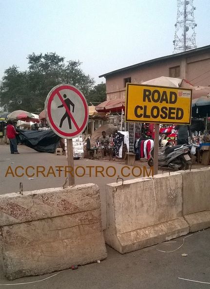 Accra circle trotro station road closed