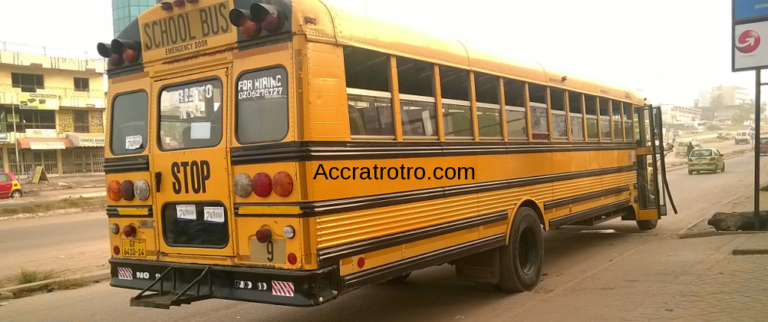 Accra trotro bus parks near Obra spot.