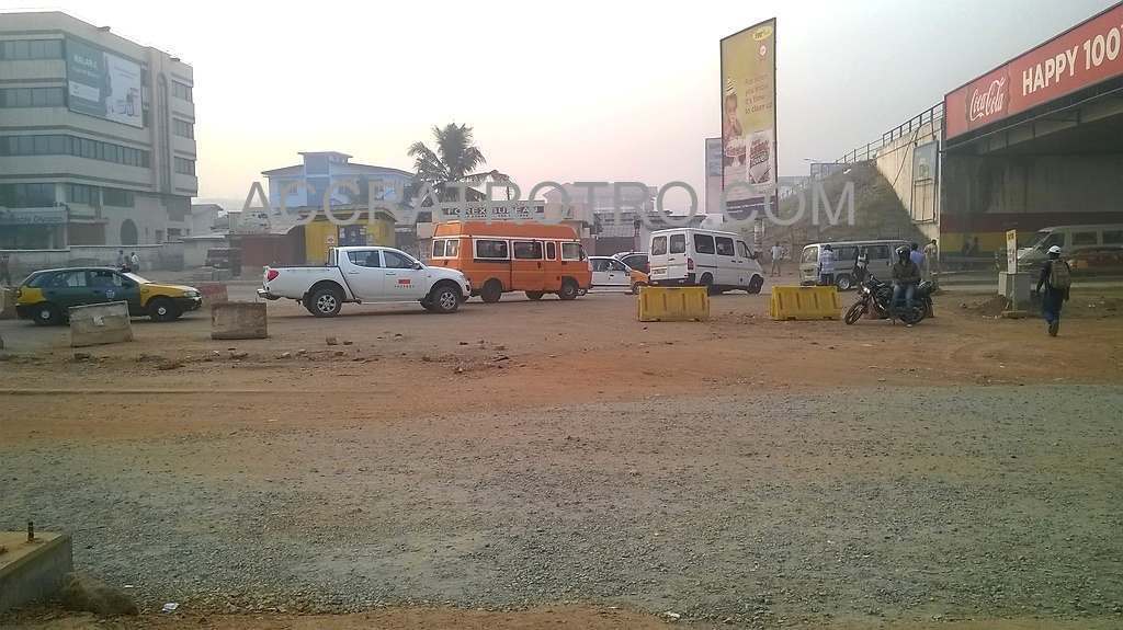 Accra trotro buses from Labadi detour at the Kwame Nkrumah Circle Interchange