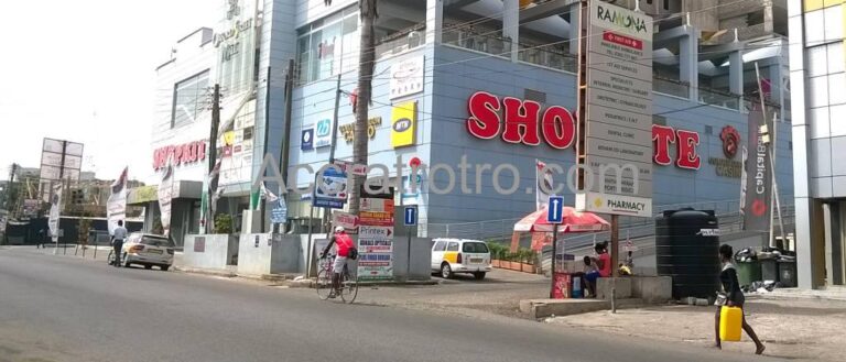 Trotro bus stop at the Oxford mall, Osu, Accra
