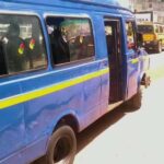 Side view of a trotro bus