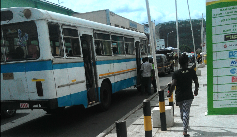 Tata trotro bus at Accra Central