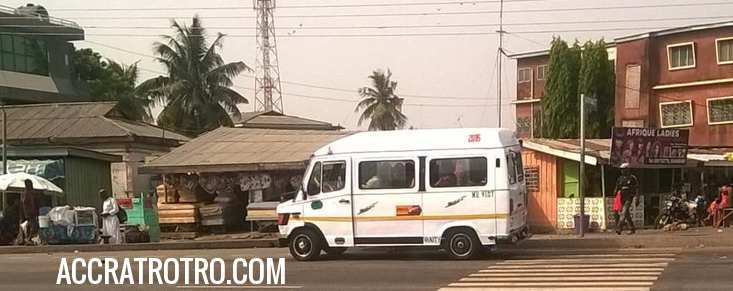 Trotro bus on the Ayigbe town road