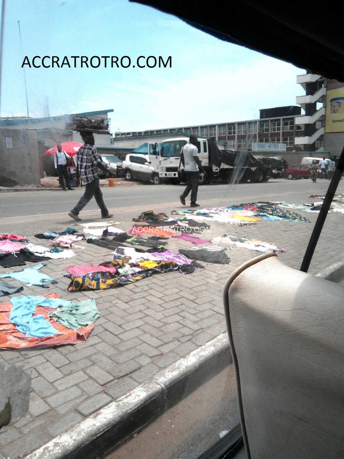 Trotro bus approaches Accra central