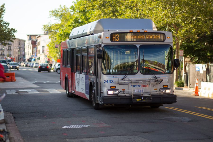 A bus on a route schedule