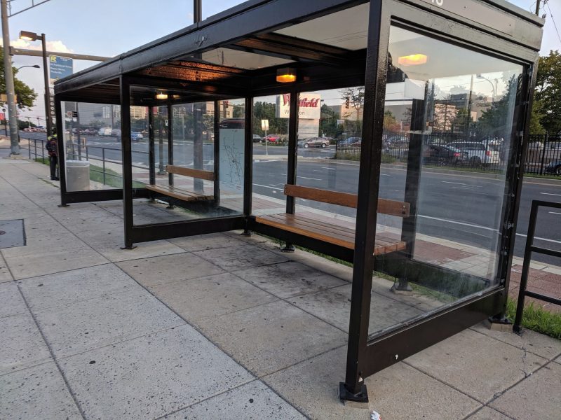 bus stop bus Baltimore evening