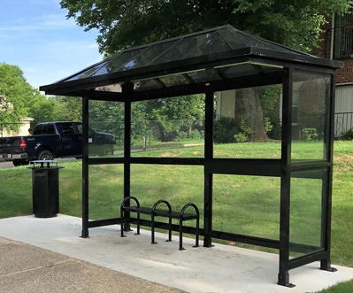 Bus shelter with seats