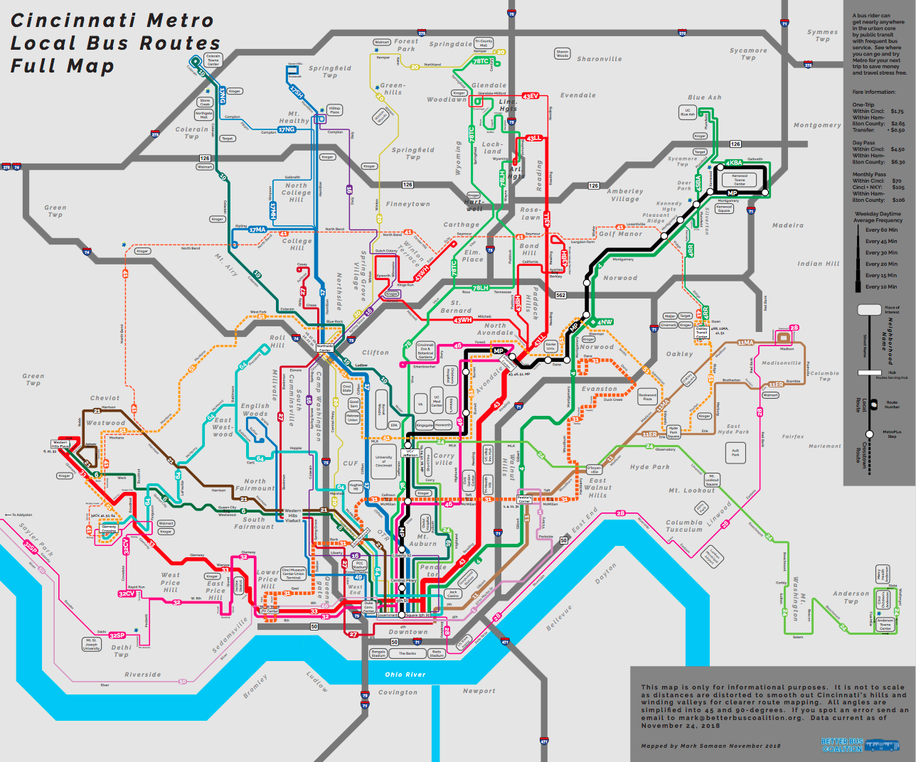 Cincinnati bus routes schedule