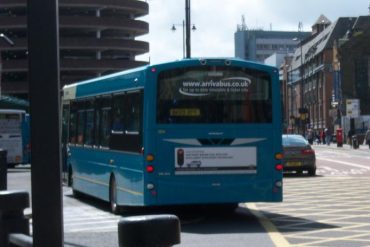 parked bus awaiting schedule