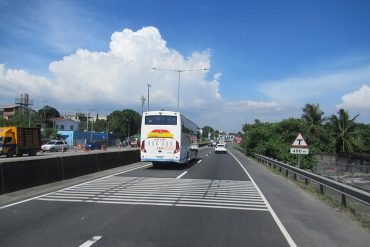 smart lanes near a bus stop