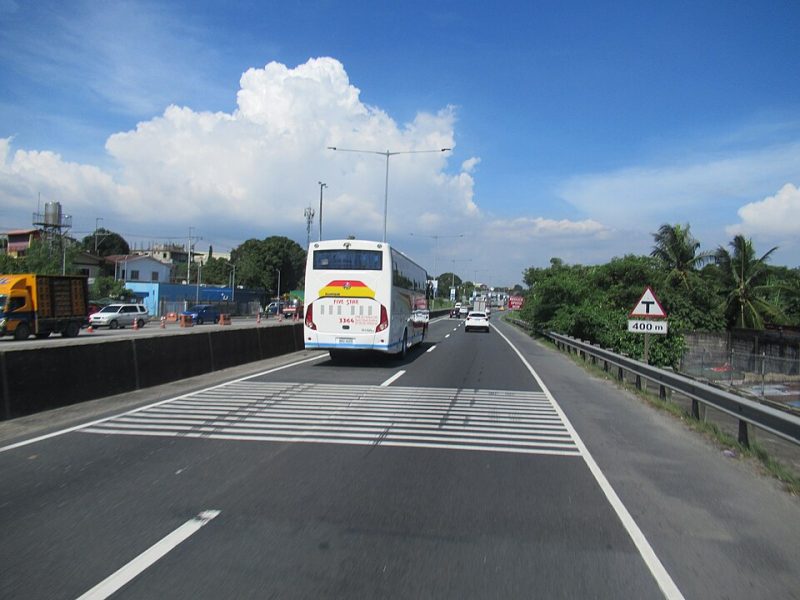 smart lanes near a bus stop