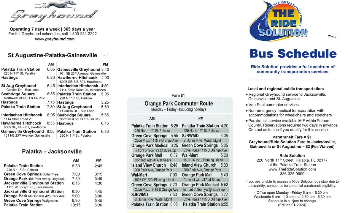 ride solutions palatk schedule for the city