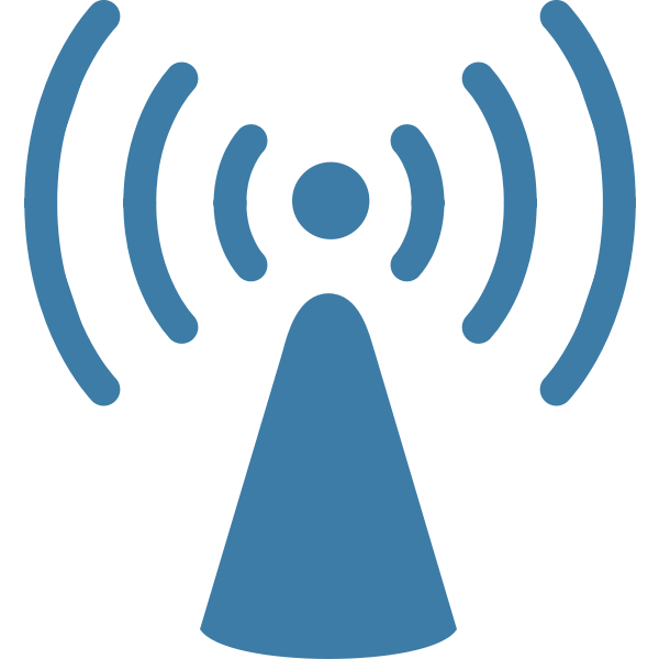 a blue wifi symbol