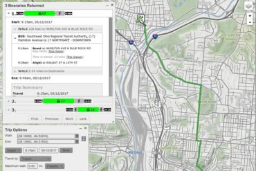 the interface of a route planner