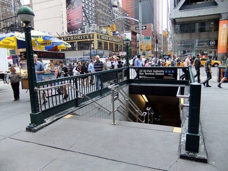 Entrance to port authority transit