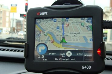 a gps device on a car dashboard