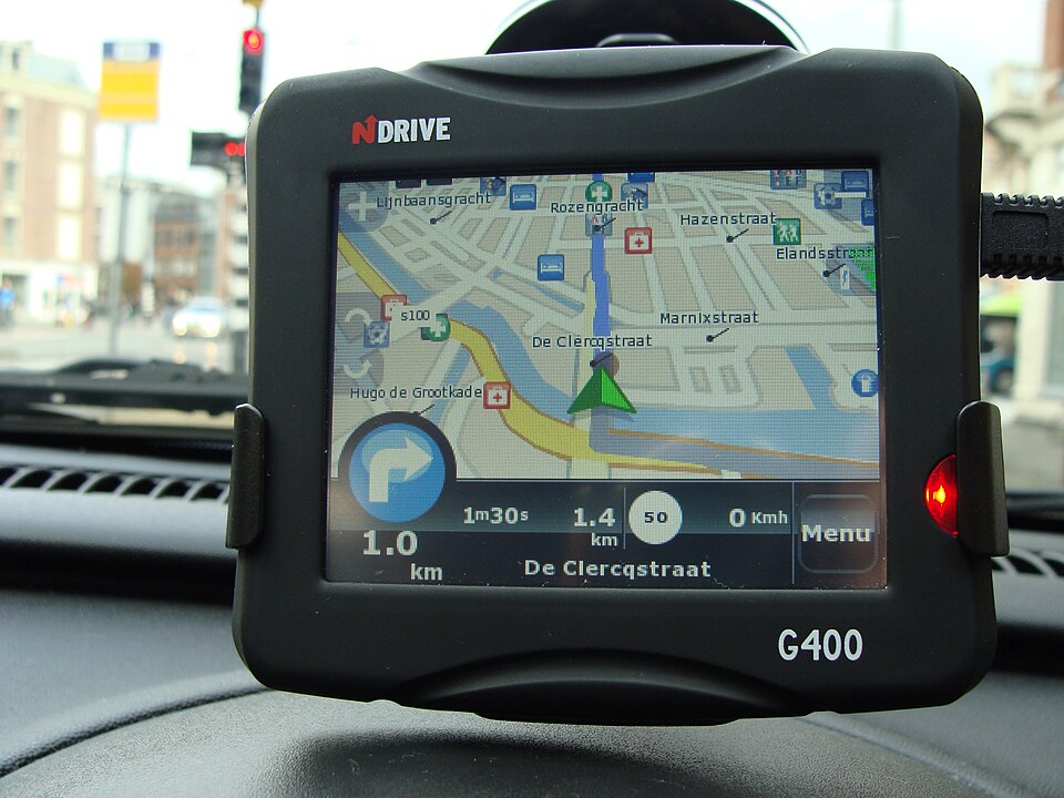 a gps device on a car dashboard