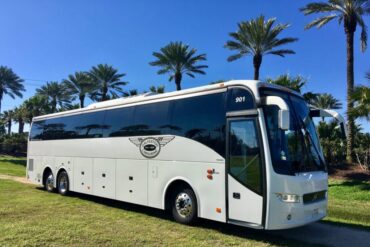 a white luxury bus in houston