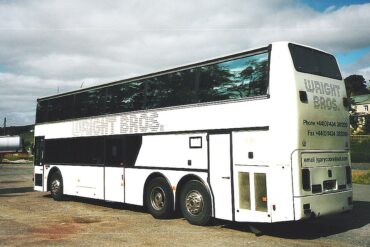 a white sleeper bus in europe