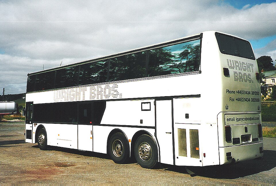 a white sleeper bus in europe