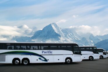 parked coaches on a platform