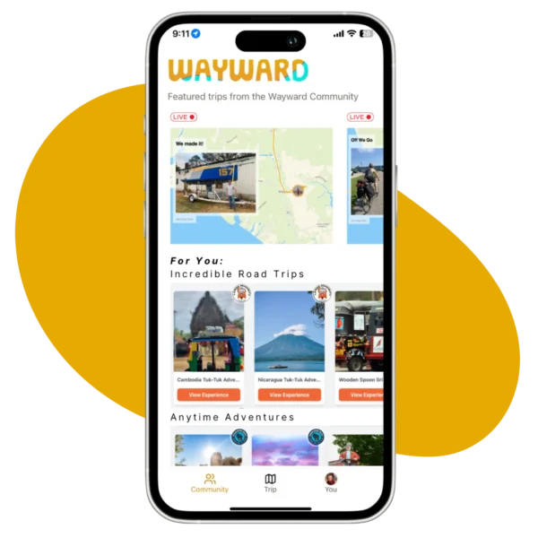 screenshot of a mobile trip planner app