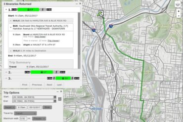 screenshot of a trip planner software