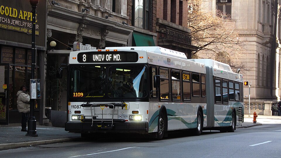 a public bus stops in Maryland