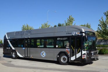 electric bus at a parking lot