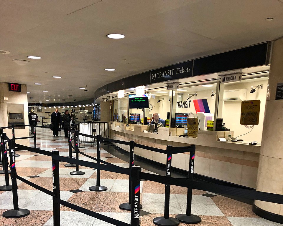 ticket counter for Penn Station for NJ TRANSIT