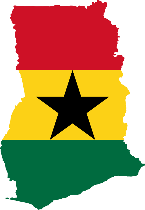 Ghana map with a flag