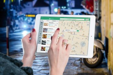 a trip planner app appears on a screen