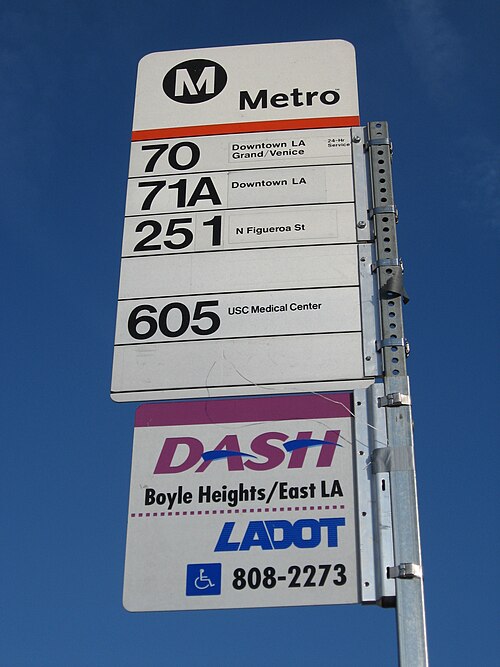 A bus sign in Los Angeles