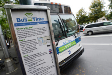 A notice for bus schedules in NY