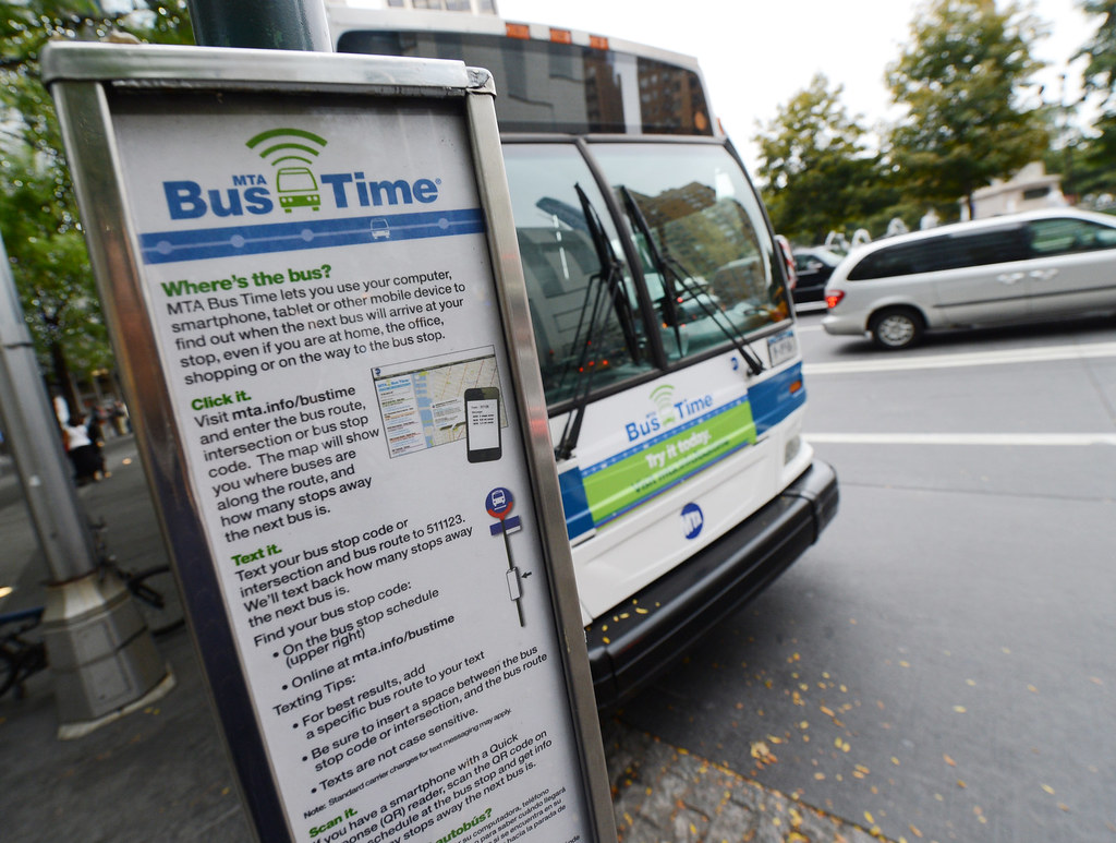 A notice for bus schedules in NY