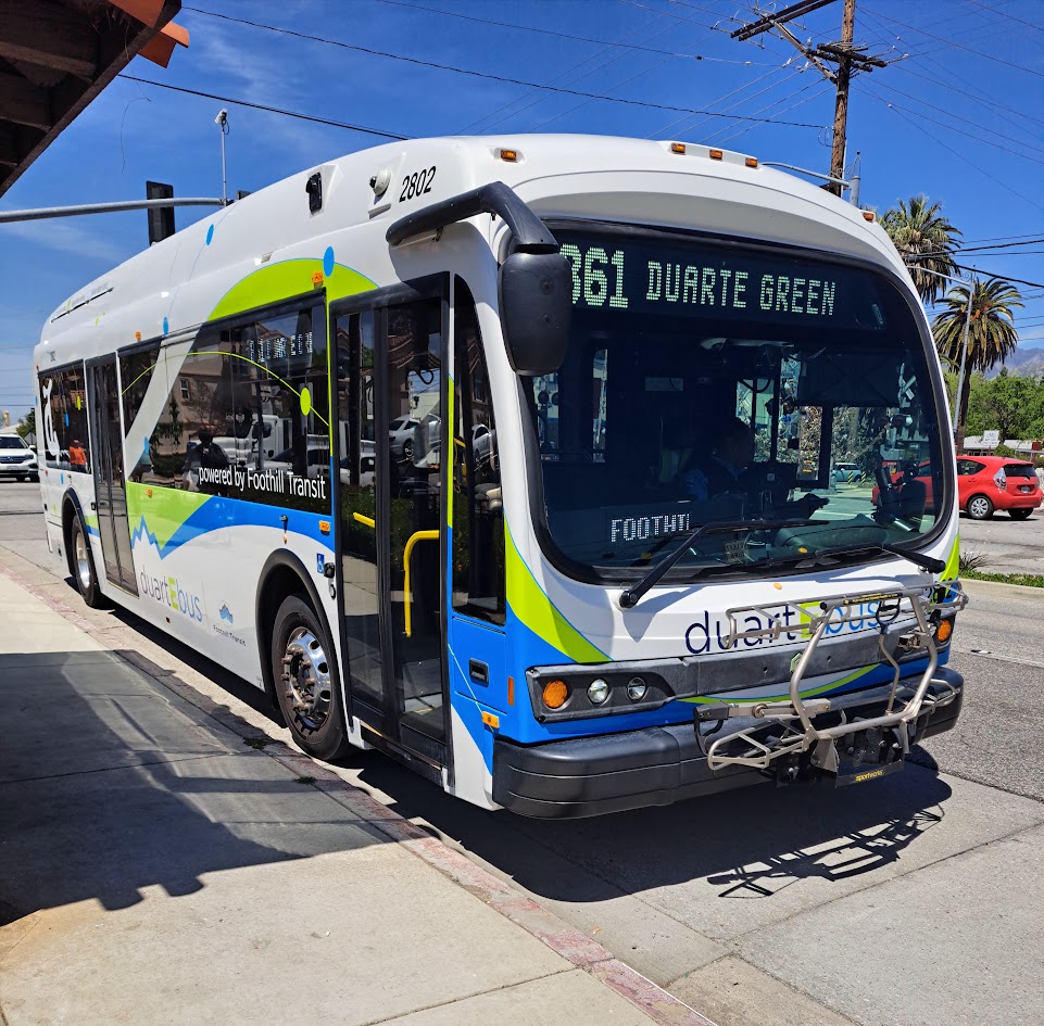 A public bus begins its trip for a route