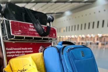 Passenger baggage on a cart