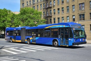 A public transit bus in New York