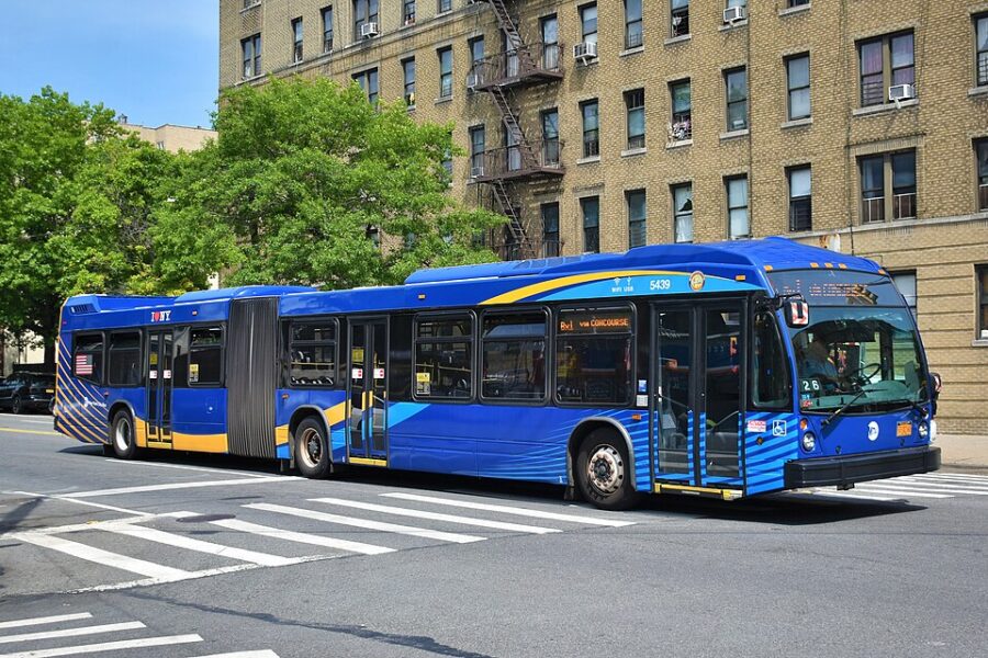 A public transit bus in New York