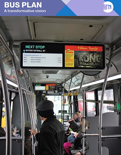 An MTA passenger information system on a bus