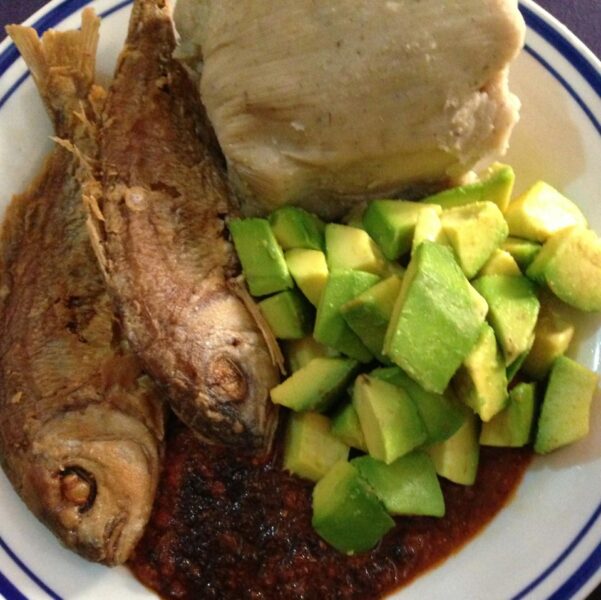 Kenkey and fish food eaten by the people of Greater Accra Region