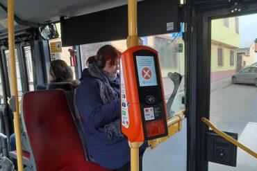 A bus payment system mounted on a coach