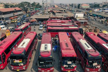 A bus station in the northern districts of the Kwame Nkrumah Circle of Ghana