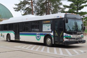A CATA bus prepares for the days deployment onto outes