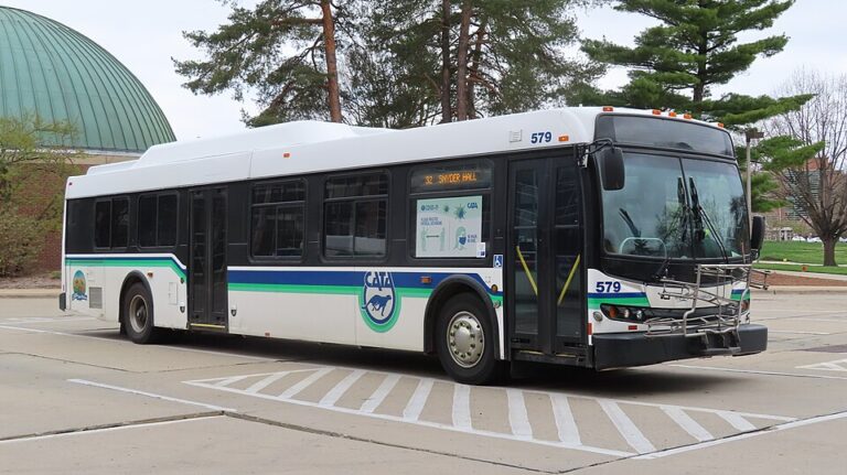 A CATA bus prepares for the days deployment onto outes