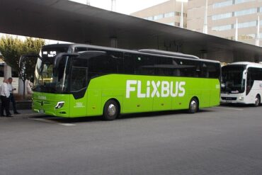 A flixbus at a bus stop
