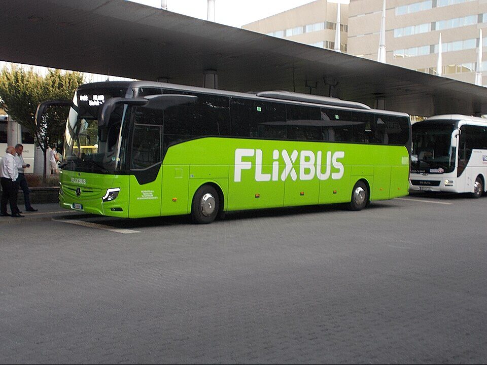 A flixbus at a bus stop