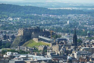A view of Arthurs castle on the Edinburgh bus tour route