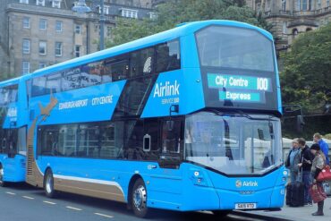 Edinburgh airport bus at a stop