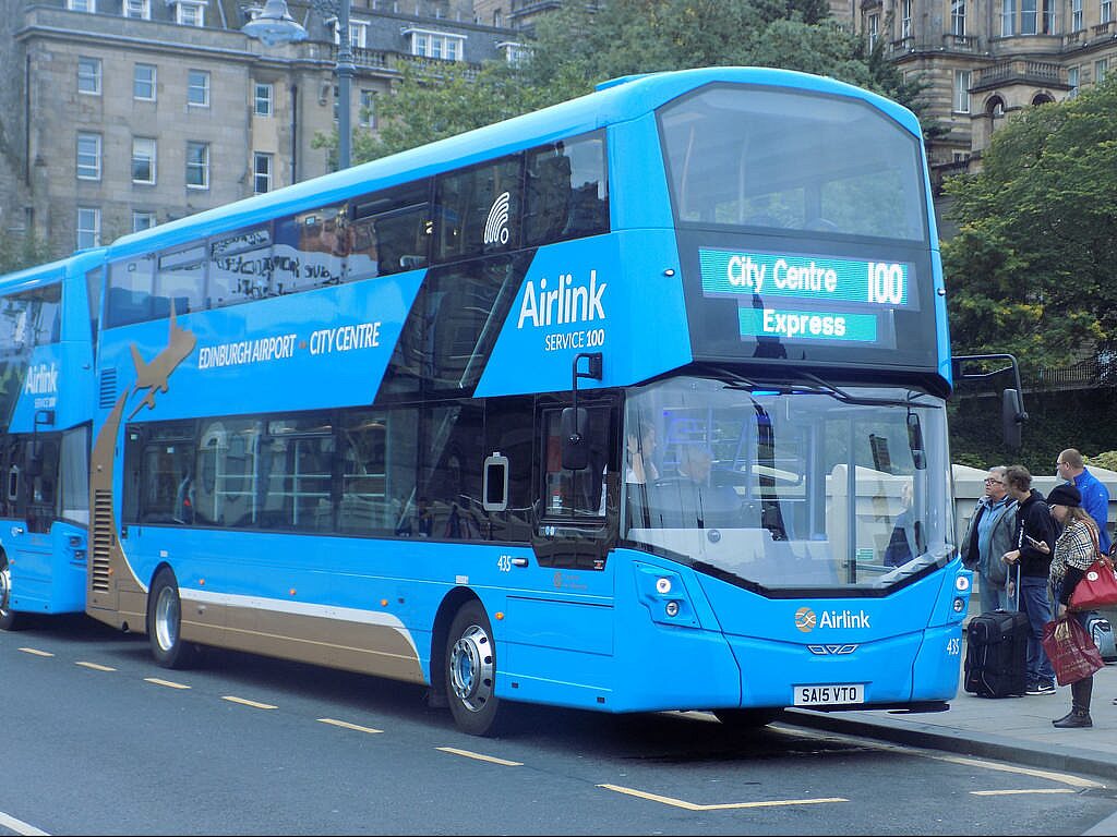 Edinburgh airport bus at a stop